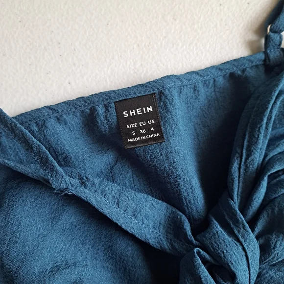 Shein Teal Ruched Two Piece Skirt Set - Picture 5 of 7